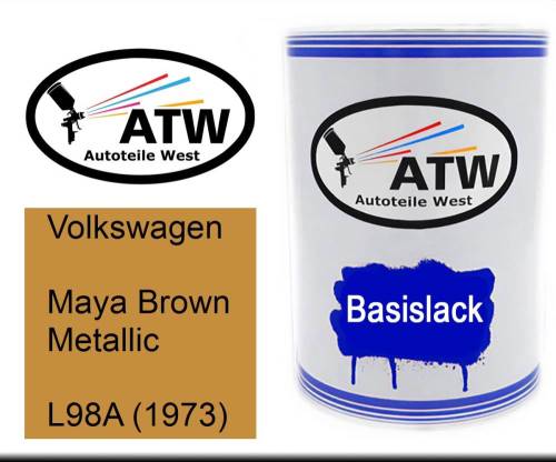 Volkswagen, Maya Brown Metallic, L98A (1973): 500ml Lackdose, von ATW Autoteile West.